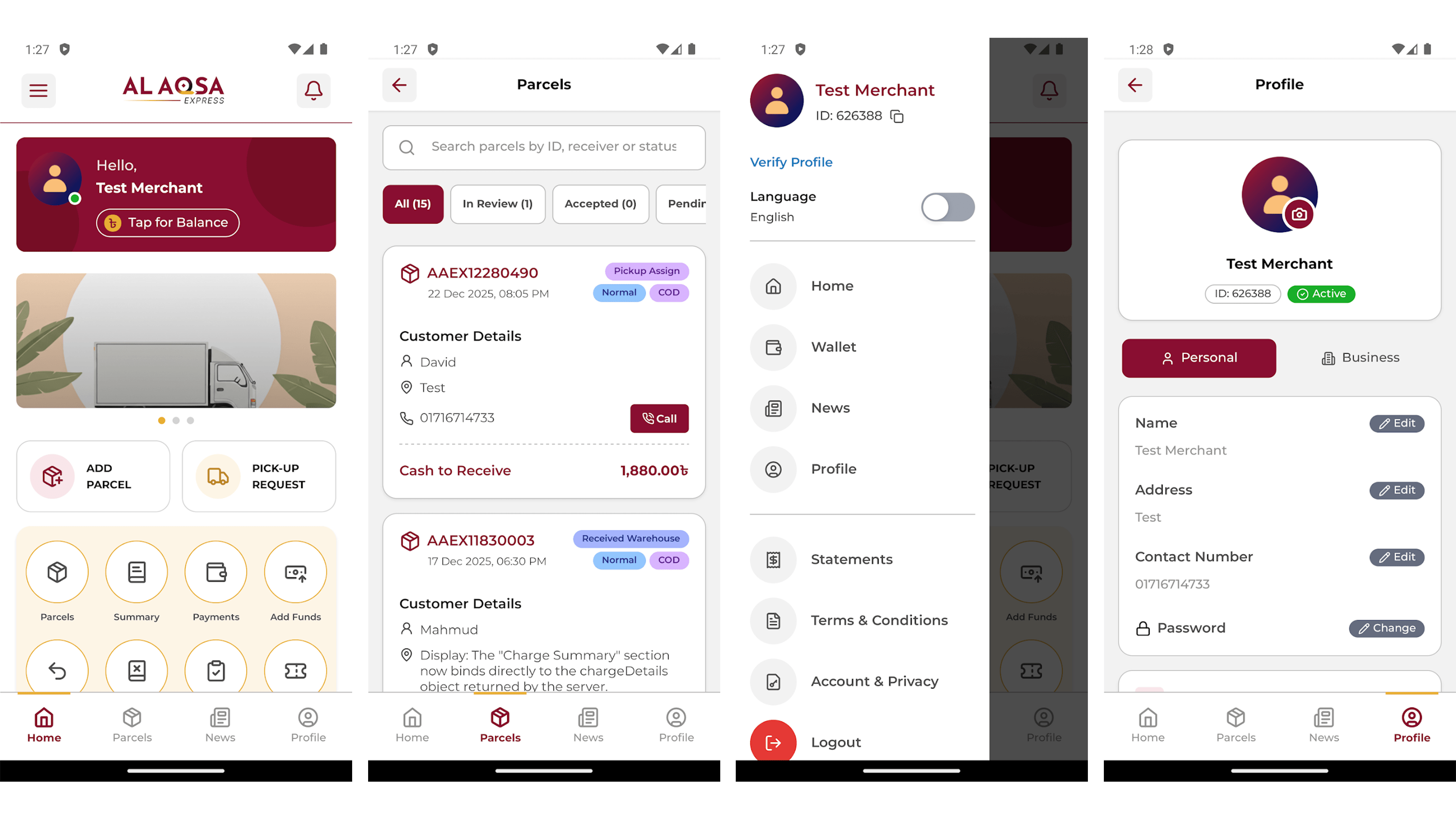 Merchant Mobile App - Al Aqsa express